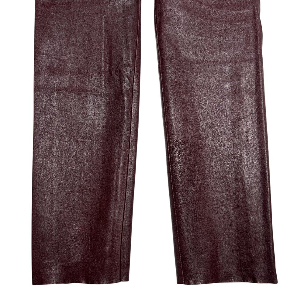 Mackage Lamb Leather Skinny Pants Size 8 Maroon Stretch Zip Luxe Leggings CANADA - Picture 10 of 13